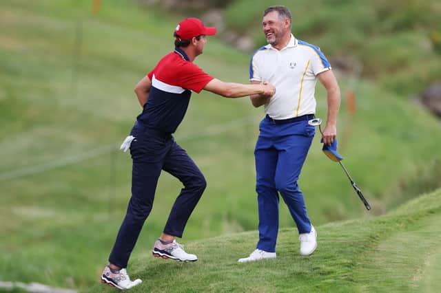 Lee Westwood beat Harris English during their singles Match at the 43rd Ryder Cup at Whistling Straits.