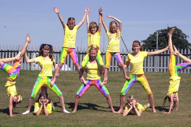 The Tumblers teachers Sheena Morton (centre) and Abbi Hudson (second right), withdancers Jade Owens, Stacey Ball, Stacie King, Tammy Robson, Felicity Hicks, Kirsty Owens, Melanie Heald and Sophie Pendelbury at Bircotes and Harworth Community Summer School in 2000.