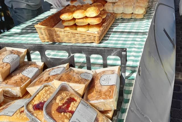 Delicious fresh bread being sold on the Farmers' Market