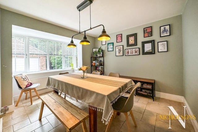 The dining room at the Carlton in Lindrick property is a pleasant space for family meals or for entertaining friends. It features a double-glazed box bay window overlooking the front of the house and a ceramic tiled floor.