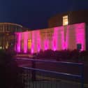 Bassetlaw Hospital was lit up pink for Organ Donation Day