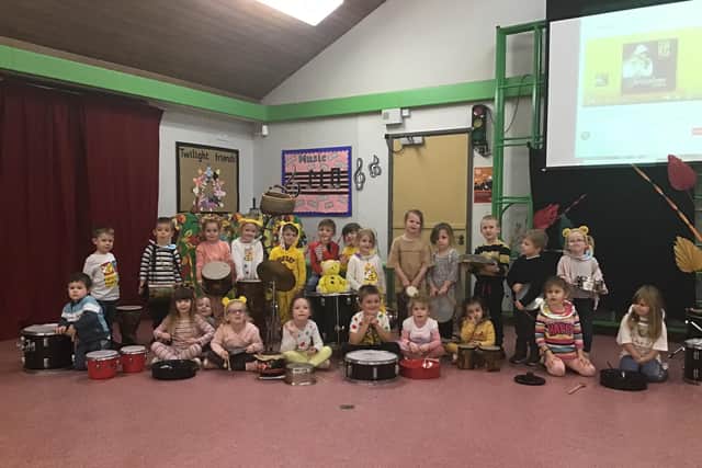 Pictured: Some of the students at Worksop Priory C of E Primary Academy that took part in the fun drum-a-thon.