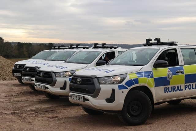 The new 4x4s are based across the county in Bassetlaw, Newark, Sherwood, and Rushcliffe, and help bolster our fleet of quad bikes, off-road bikes, and an older Hilux that are out in our rural areas helping our officers fight crime. Photo issued by Nottinghamshire Police.