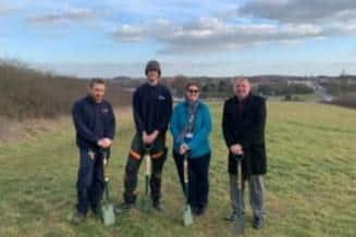 Councillor David Sheppard with staff from the council’s parks and woodlands teams at the site of the new community woodland in Dinnington.