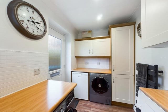 The utility room or laundry room is a useful addition to the kitchen. There is space and plumbing for a washing machine, tumble dryer and under-counter fridge or freezer.