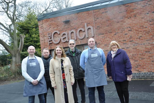 New Canch Cafe owners Paul and Robert Manfriedi, pictured with Coun Julie Leigh and local ward councillors.