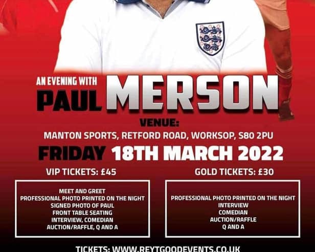 An Evening With Paul Merson is coming to Worksop soon.