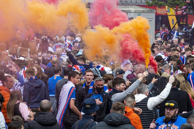Rangers supporters have marched to George Square