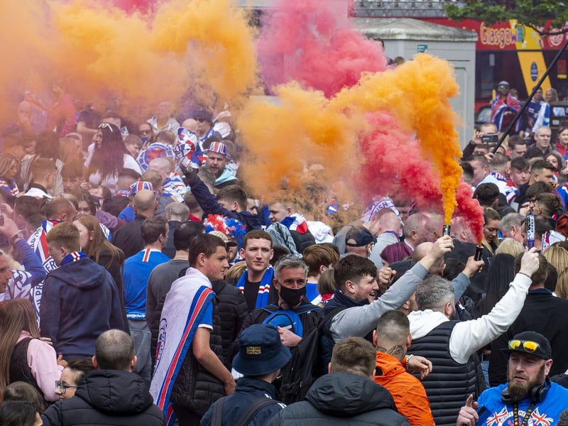 Rangers supporters have marched to George Square
