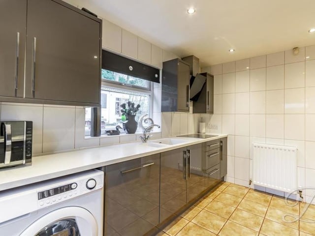The classy kitchen features a range of excellent integrated appliances, including an oven, fridge/freezer and dishwasher. There is also space and plumbing for a washing machine.