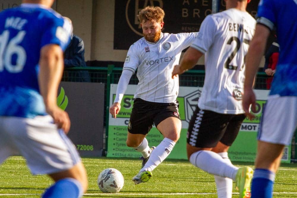 Worksop Town eased to victory agaist Emley. Pic: Zac Constantine.