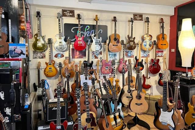 A selection of guitars at the Guitar Lounge in Retford