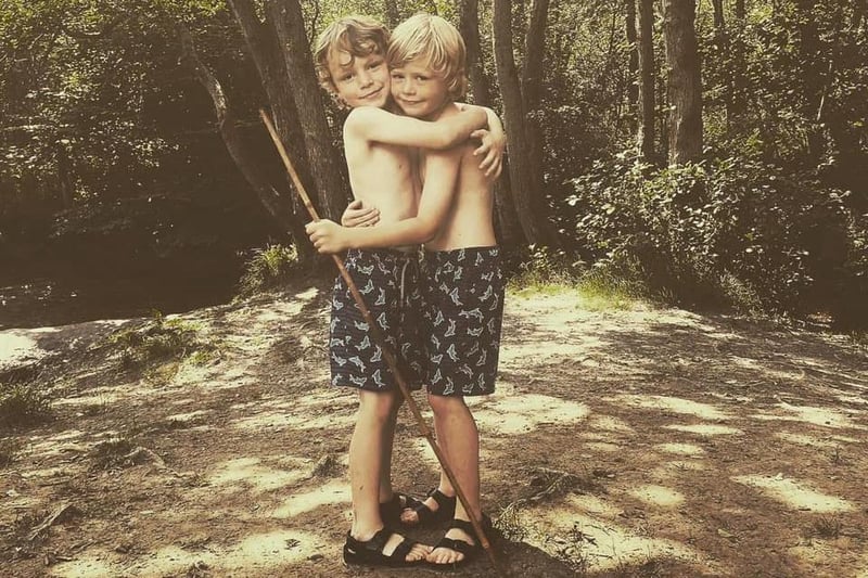 Brotherly love on a trip to Dalby Forest, North Yorkshire.