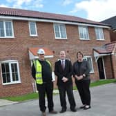 Pictured, from left, are Dave Milner, Site Manager for Rippon Homes, Councillor Jonathan Slater, Cabinet Member for Housing and Estates at Bassetlaw District Council, nd Alison Craig, the council's Head of Housing.