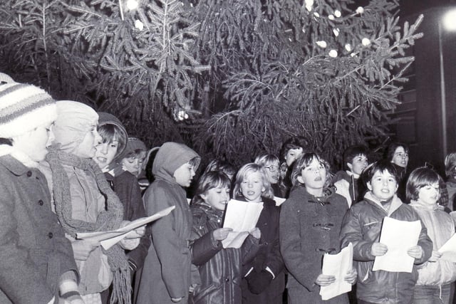 Carol Singers  sang their songs in Worksop, Christmas 1983