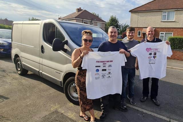 From The Heart Charity rider Riders left to right Paige Denyer, Jason Mcglone, Greg Stubbin and Mark Tierney. This fundraiser has helped the charity's fundraising appeal to buy this new van.
