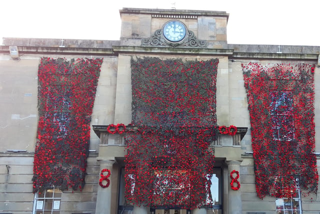 ​A beautiful offering from Diana Wood shows these knitted and crocheted poppies in Mansfield.