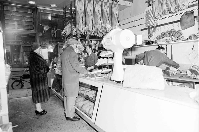 Charles MacSween's famous butcher shop, on Bruntsfield Place, in March 1960.