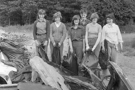 Students taking part in the big clear-up of Garbaldi Woods in 1980.