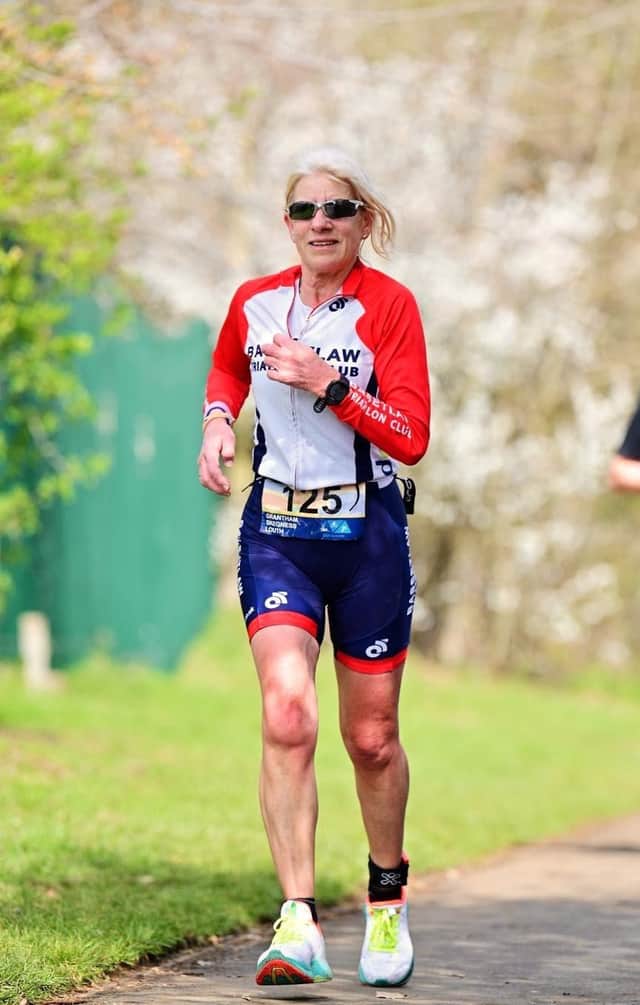 Sharon Burton on the running leg at Grantham.