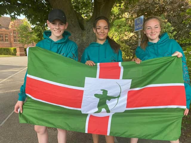 Freddie Marks, Charlotte Ayton and Kitty Lawrence representing Notts Schools at the regional qualifiers.