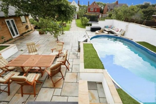 Not many homes in the Worksop area can boast an outdoor swimming pool. But this £475,000 property can -- and here it is, in all its glory. The poolside seating area lends itself to summer parties in the sunshine.