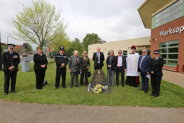 The unveiling was carried out at an emotional ceremony outside Worksop library today.