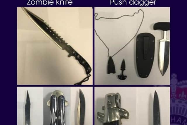 A zombie knife and a push dagger are some of the weapons now off our streets.