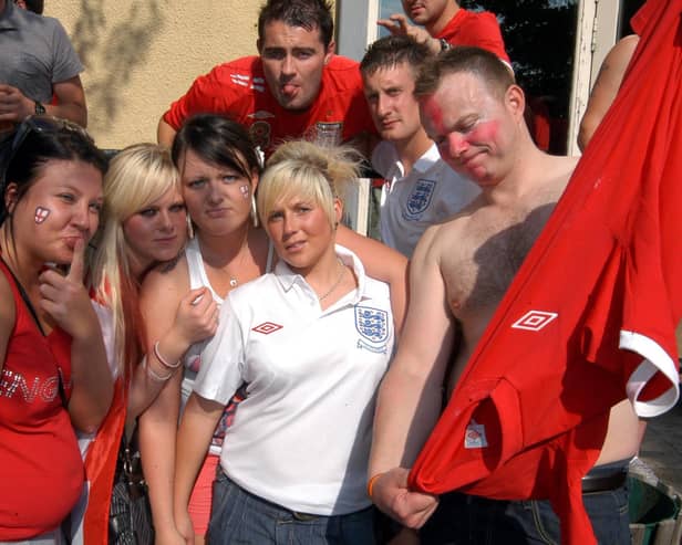 Worksop Town Centre. Patrols with police during crucial World Cup match. Picture: England fans in despair over the scoreline at Liqourice Gardens in 2010.