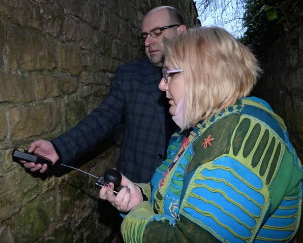 Dean Buckley and his partner Veronica, of Conisbrough Paranormal Research Association, pictured at Bogie Alley. Picture: NDFP-16-03-21-BogieAlley 7-NMSY