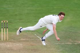 James Hayes bowls during the Rothesay County Championship Division 2 match between Gloucestershire and Derbyshire on September 03, 2026. (Photo by Dan Istitene/Getty Images)