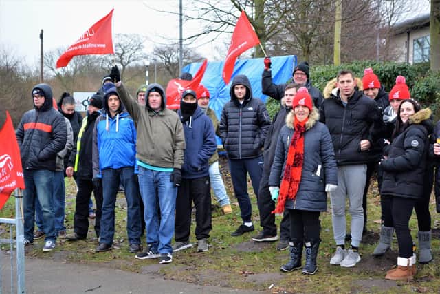 Strike action at the B&Q Distribution Centre, Retford Road, Worksop on January 6.