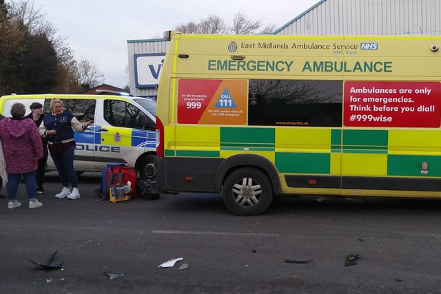 Police were in attendance at the scene of the collision, which happened on Wednesday afternoon (pic Hezzie James)