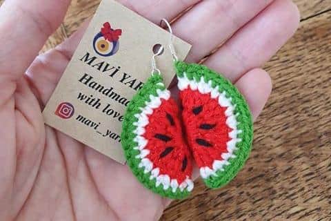 Crochet earings made by Pakize Kaplan.