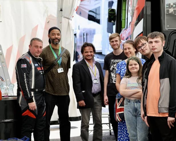 Students with members of the Taylors Trucksport Racing Team. Photo: Paul Horton.