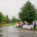 Campaigners opposed to the proposed Clowne Garden Village housing scheme gathered outside Bolsover Council's in Clowne. (Photo by: Local Democracy Reporting Service)