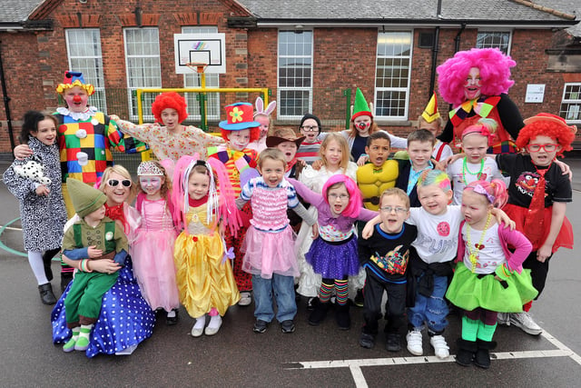 Staff and pupils at Ryton Park Primary School dress up for Red Nose Day.