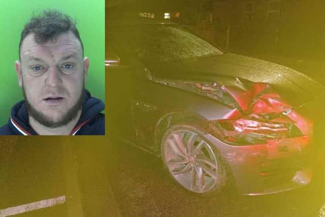 Charlie Francis rammed a police car multiple times – damaging his vehicle in the process. Image issued by Nottinghamshire Police.