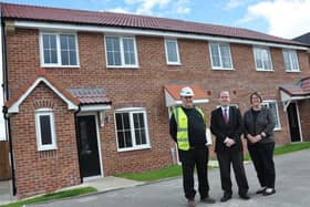 Pictured, from left, are Dave Milner, Site Manager for Rippon Homes, Councillor Jonathan Slater, Cabinet Member for Housing and Estates at Bassetlaw District Council, nd Alison Craig, the council's Head of Housing.