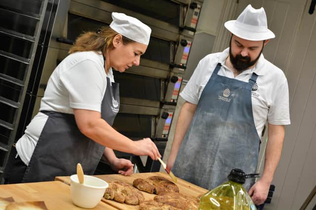 Students making bread at the School of Artisan Food
