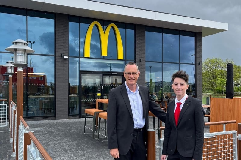 A new McDonald’s restaurant which has opened near Worksop has created about 80 new full and part-time jobs for the local community. The new restaurant, which will be open 24/7, has opened at Blyth’s Euro Garages. Pictured Mark Clapham, franchisee, with Emma Sharp, business manager