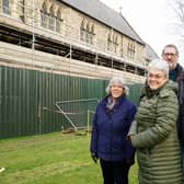 St John's Church spire lates. Sue Dawson project team, Helen Richards heritage, Jess Rudman project team and church warden, Phil Kicks project manager and church warden and Alfie Spencer from Pinanacle.