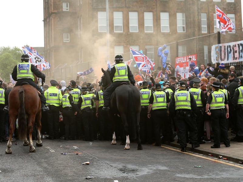 The mass gathering comes the day after it was announced lockdown restrictions won't be relaxed in Glasgow in line with most of the country on Monday. Robert Perry/PA