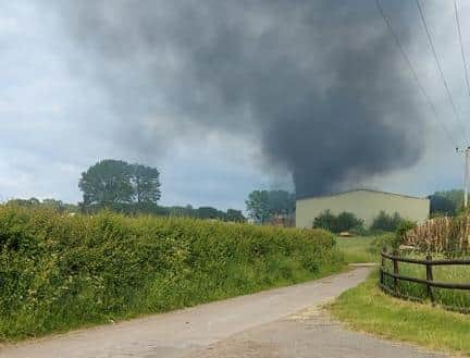 The scene of the fire at wood recycling centre in Elkesly