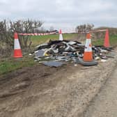 Asbestos has been found dumped on Derbyshire country roads, including at Whitwell Common. Image: Bolsover District Council.