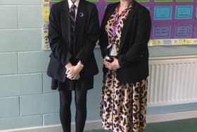 Outwood Academy Portland student Izzy Lucas with principal Danielle Sheehan.