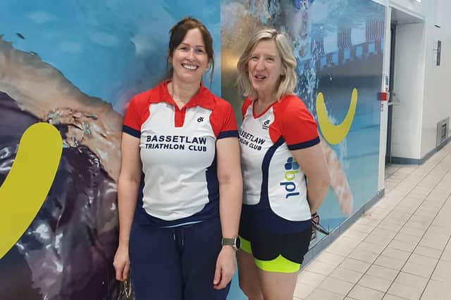 New triathlon coaches, Amy Hardy and Julie Lippitt.