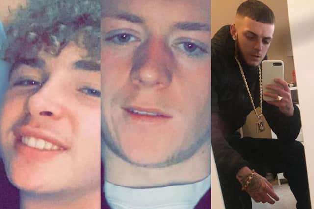 Three teenagers died in a car crash in Kiveton Park, Rotherham, near Worksop on Sunday evening - they are (L-R) Martin Ward, Mason Hall and Ryan Geddes, also known as Ryan Lee.