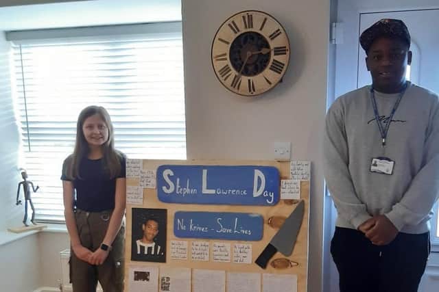 Year 9 pupil at Ashfield Academy Annabel Boot won an award for her poster commemorating Stephen Lawrence’s life.