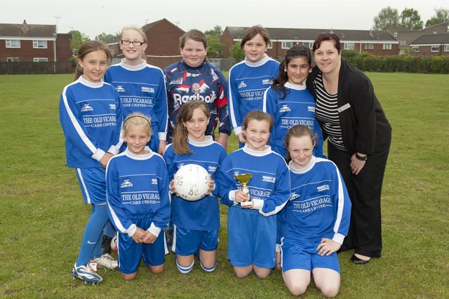 Prospect Hill Junior School Girls Football Team celebrate winning the Bassetlaw Schools FA League.